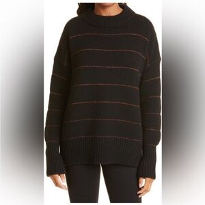 La Ligne Marin Sweater Black with Copper Stripe - Wool & Cashmere Blend